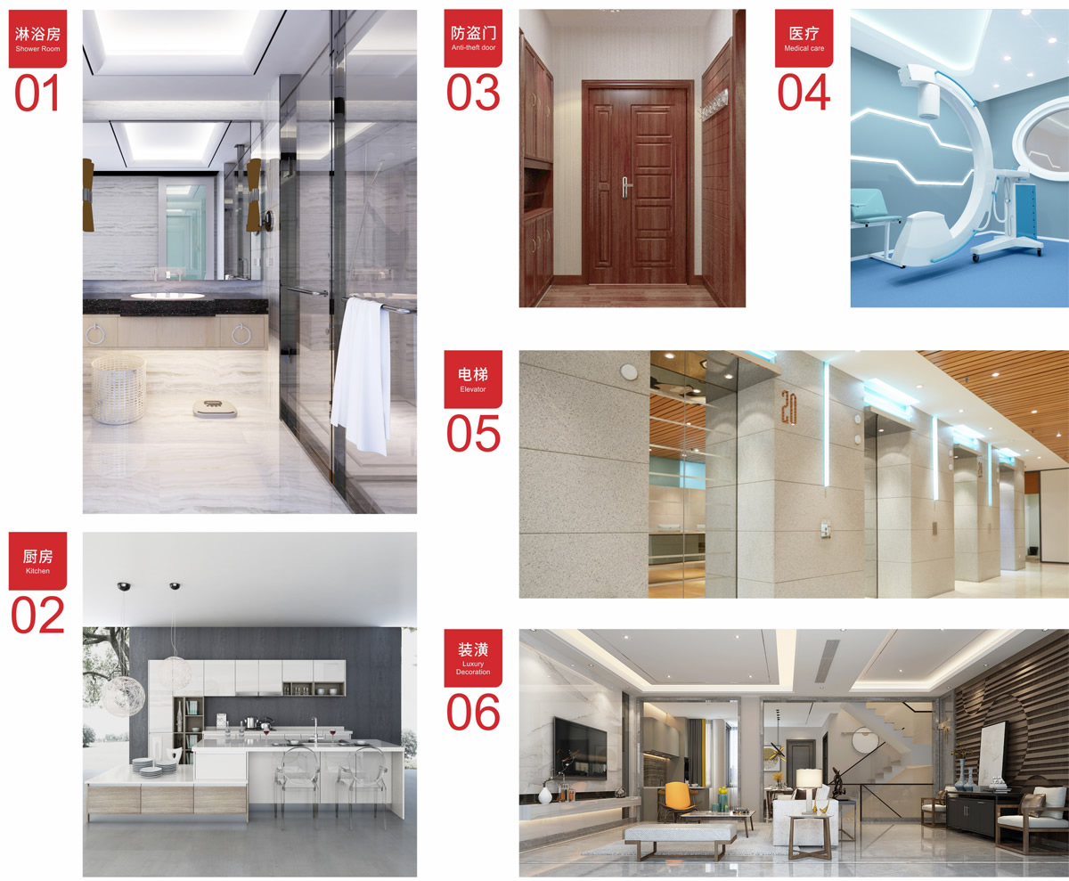 公司產品廣泛適用于裝飾裝潢、電梯、淋浴房、拼接防盜門、廚房設備、標示標牌企業、船舶、醫療器械等行業。 公司產品廣泛適用于裝飾裝潢、電梯、淋浴房、拼接防盜門、廚房設備、標示標牌企業、船舶、醫療器械等行業。